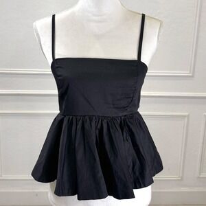 Forever 21 Black Cutout Back Peplum Top Spaghetti Strap Size S
